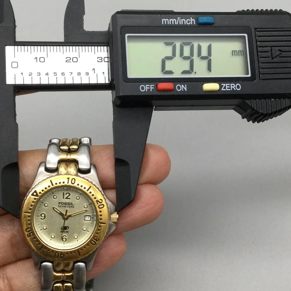 Fossil Blue Watch Women 29mm Silver Gold Two Tone Date Round Dial New Battery 6" - Picture 11 of 14